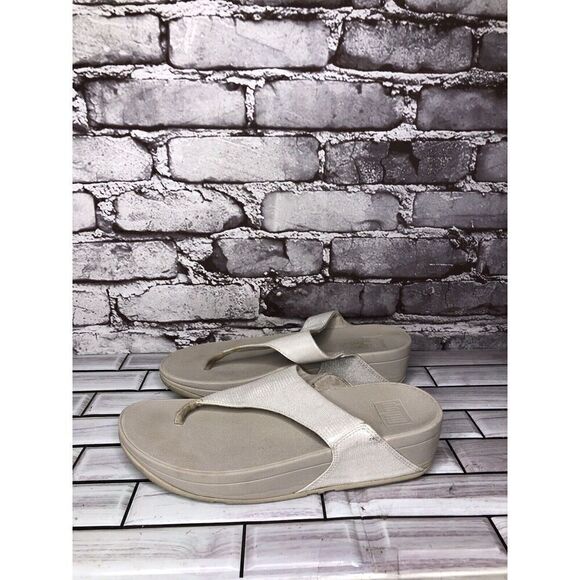 FitFlop White Pearl Shimmer Comfort Thong Sandals Women Sz 7M US/38EU I43-011 - Picture 10 of 16